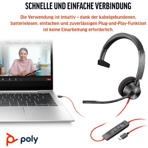Slušalke HP Poly Headset Blackwire C3310 Mono USB-C/A Teams