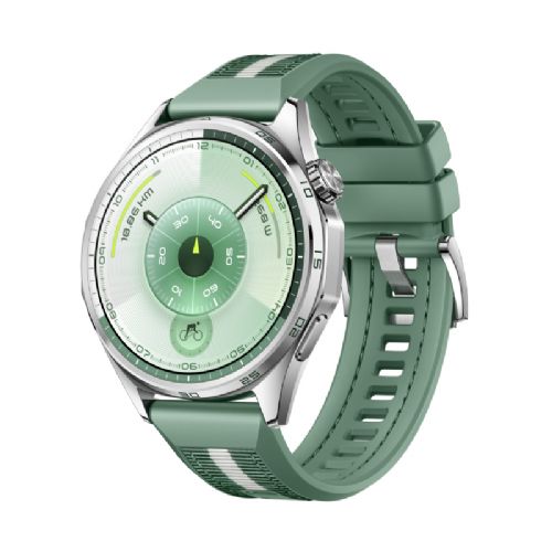 Pametna ura Huawei Watch GT 6 46mm AMOLED zaslon 3000 nit, GPS sledenje, 21 dni avtonomije, vodoodpornost 5 ATM + IP69, zelene barve + brezžične slušalke FreeBuds SE3