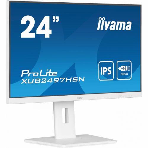 Monitor Iiyama ProLite XUB2497HSN-W1 60,5 cm (23,8"), 1920x1080 (FHD), IPS, 250cd/m2, 16:9, HDMI, DP, USB-C 65W,  zvočnik Pivot White