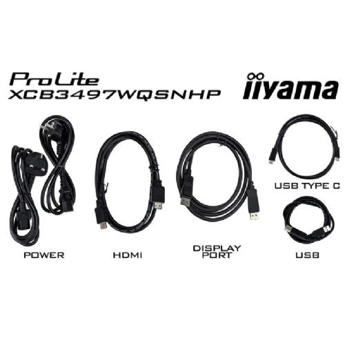 Monitor curvo IIYAMA ProLite XCB3497WQSNPH-B1 da 86,7 cm (34") UWQHD VA a 120 Hz con HDMI/DP/USB-C/RJ-45, fotocamera e altoparlanti integrati.