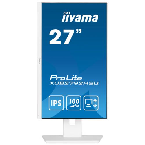 Monitor Iiyama Prolite XUB2792HSU-W6 68,58 cm (27"), 1920x1080 (FHD), IPS, 250cd/m2, 16:9, 100Hz 0,4ms HDMI DP USB LS Pivot Vesa, bianco