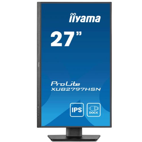 Monitor Iiyama ProLite XUB2797HSN-B2, 68,6 cm (27"), 1920 x 1080 (FHD), IPS, 300 cd/m2, 16 : 9, 1 ms, 100 Hz, HDMI, DP, USB-C (65 W), zvočnik, pivot, črn
