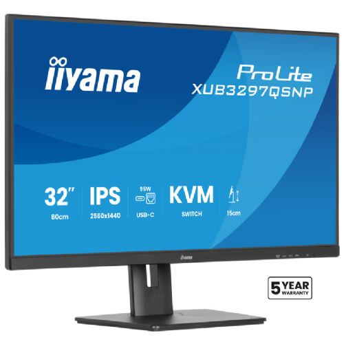 Monitor IIYAMA ProLite XUB3297QSNP-B1 80cm (32") WQHD 2K IPS HDMI/DP/USB-C LAN KVM zvočniki