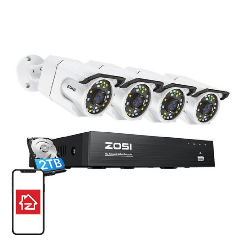 IP kamera ZOSI C105 4 kos WiFi 8MP + NVR 8ch + 2TB HDD