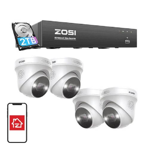 IP kamera ZOSI C225 4 kos WiFi 5MP + NVR 8ch + 2TB HDD