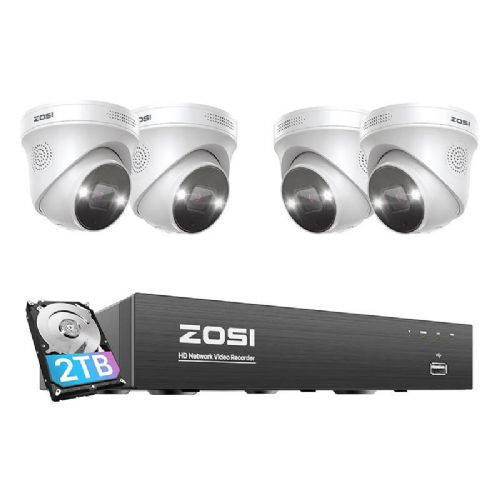 IP kamera ZOSI C225 4 kos WiFi 5MP + NVR 8ch + 2TB HDD