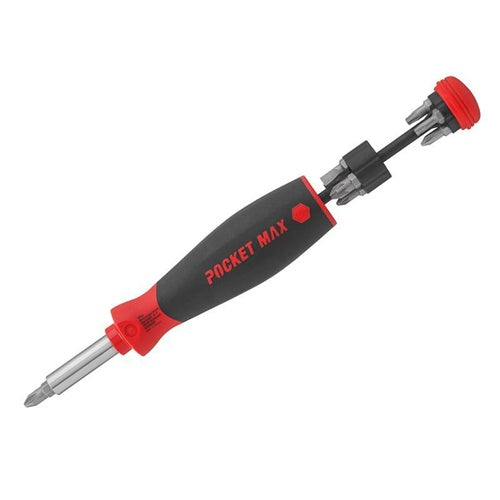 Wiha PocketMax screwdriver with magnetic bit magazine (black/red, 9 pieces)