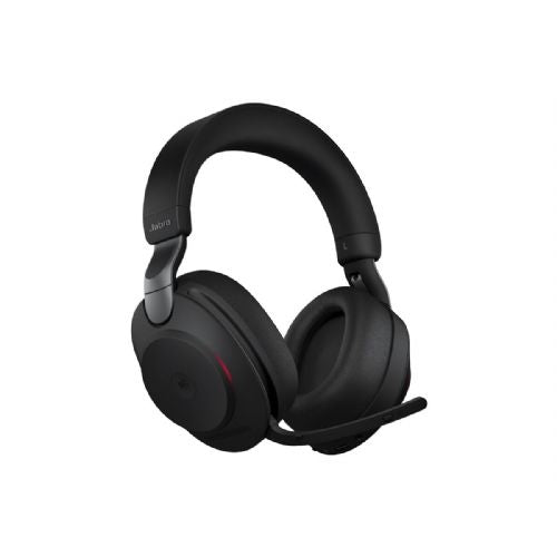 JABRA Evolve2 85 MS full-size stereo headphones, wireless (Bluetooth) and wired, with active noise cancellation (ANC), 3.5 mm jack, sound isolation, in black, certified for Microsoft Teams (MS).