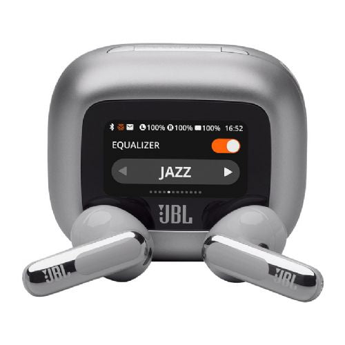 Slušalke JBL LIVE FLEX3 brezžične, odpravljanje šumov, IP55, 48 ur delovanja, srebrne