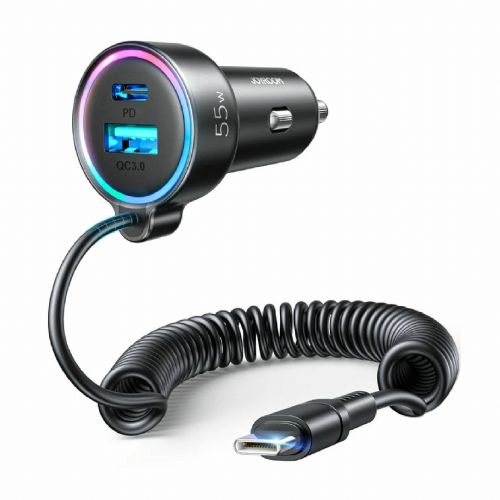Joyroom JR-CL07 car charger 12V-24V, 60W, TypeA TypeC, with cable black