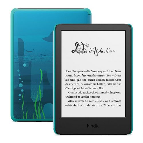 Amazon Kindle Kids Edition, 16 GB E-Reader, 6-Zoll-E-Ink-Bildschirm, WLAN, blau, kinderfreundliches Design, Ozean-Entdecker