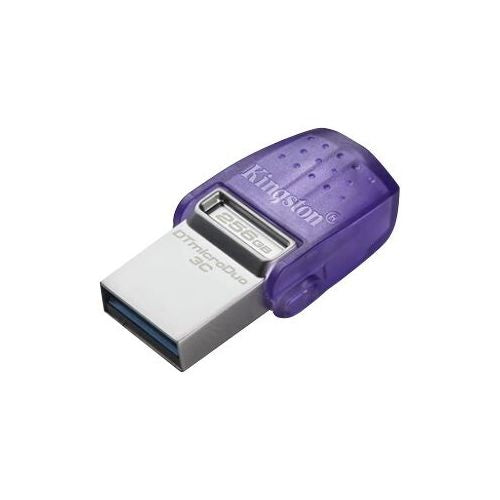 DJI DataTraveler microDuo 3C da 256 GB con interfaccia USB, velocità di trasferimento dati di 200 MB/s, porte USB-A e USB-C, cappuccio girevole, plug and play.