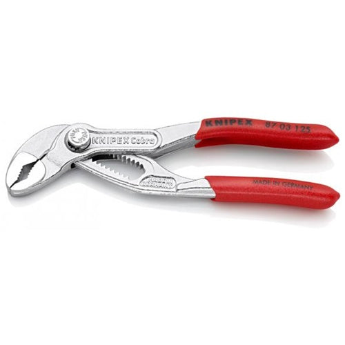 Knipex Cobra 87 03 180 pliers, chrome-vanadium, chrome-plated, plastic-coated handle, adjustable opening, pipe diameter up to 42 mm, length 180 mm