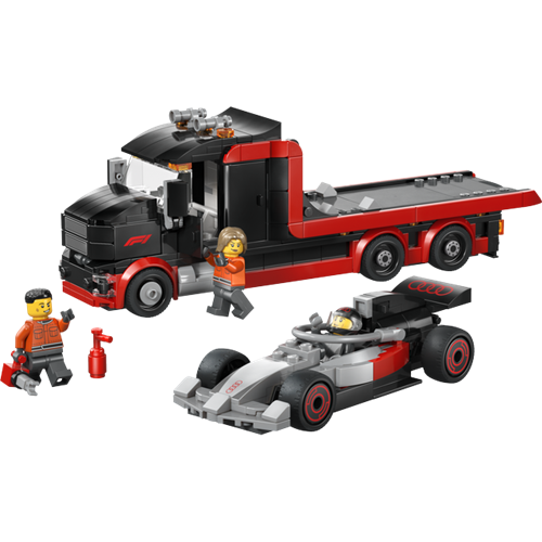 Kocke Lego City F1 tovornjak z dirkalnikom Audi F1, 508 kos, od 7. let (60493)