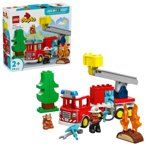 Kocke Lego Duplo Gasilsko vozilo s cevjo in gasilcem, 28 kos, od 2. let (10473)