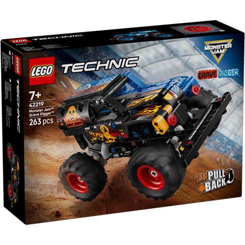 Mattoncini Lego Technic Monster Jam Grave Digger Fuoco e Ghiaccio, 263 pezzi, da 7 anni 42219