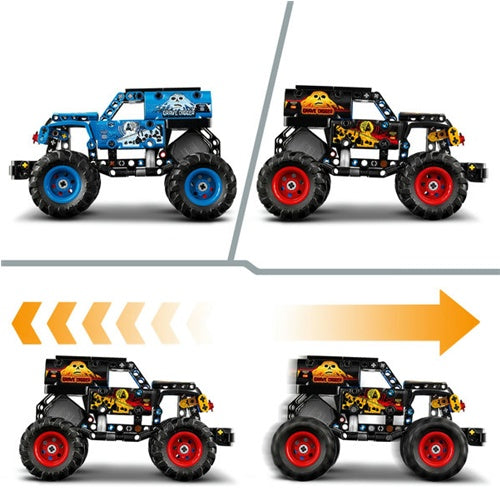 Mattoncini Lego Technic Monster Jam Grave Digger Fuoco e Ghiaccio, 263 pezzi, da 7 anni 42219