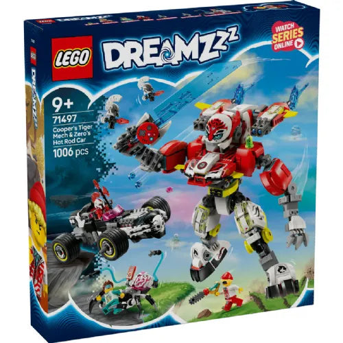 Kocke Lego Dreamzzz: Cooperjev robotski oklep tigra in Zerojev dirkalnik Hot Rod (71497)