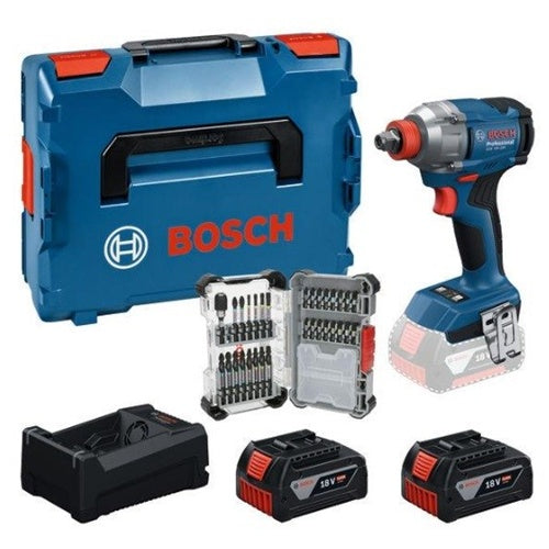 Bosch GDX 18 V 285 Nm cordless impact wrench set with 2 5.0 Ah batteries and 31-piece bit set in L-BOXX (in box)