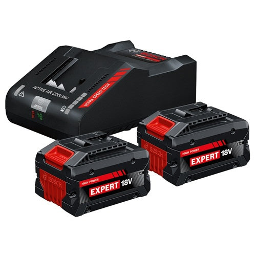 Bosch Expert Starter Set 18V battery and charger set, 2x 8Ah lithium-ion battery, EXAL18V-160 charger, AMPShare Alliance, fast charging
