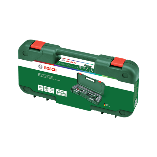 Bosch 1/2"" ratchet/bit/drill bit set, 25-piece (green, torque up to 768 Nm, in case)