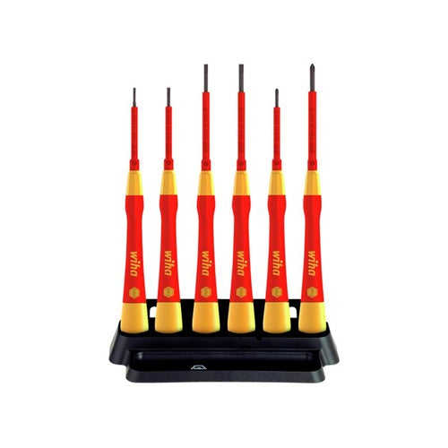 Wiha PicoFinish electric precision screwdriver set (red/yellow, 7 pieces, including holder)