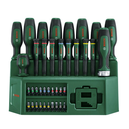 Bosch screwdriver set, mixed, 39 pieces (green/black, with practical stand)