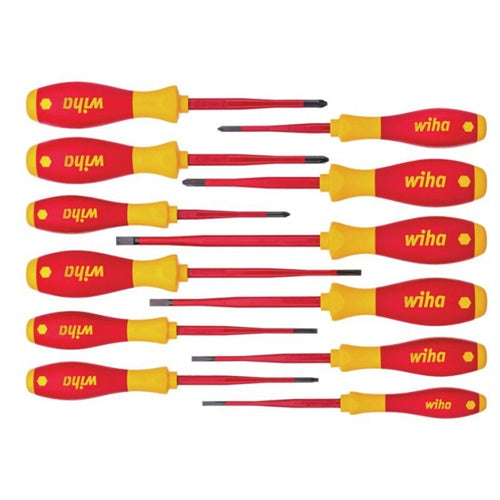 Wiha SoftFinish electric slimFix screwdriver set, 12 pieces (red/yellow)