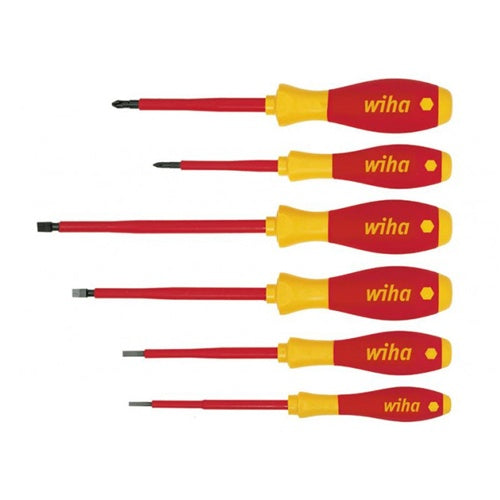 Wiha SoftFinish electric screwdriver set, 6 pieces (red/yellow)