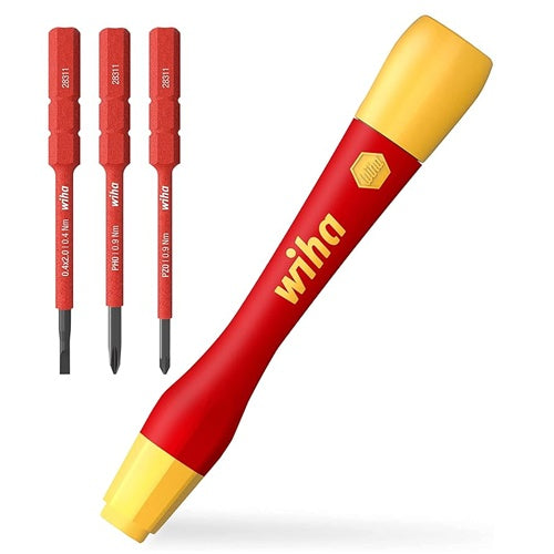 Wiha screwdriver set with PicoFinish electric slimVario bit holder (red/yellow, 4-piece, with slimBits)