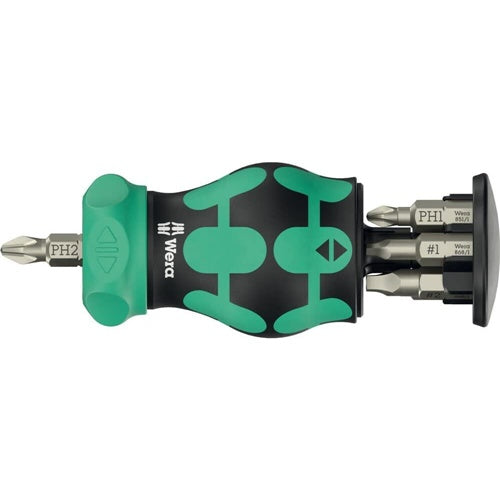 Wera Kraftform Kompakt Stubby Magazine RA 4 bit set (black/green, 6-piece, 1/4" with ratchet)