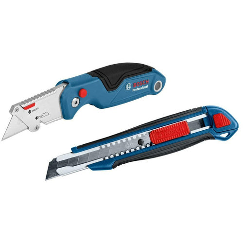 Bosch Professional Cutter 2-piece knife set (blue, for snap-off and trapezoidal blades)