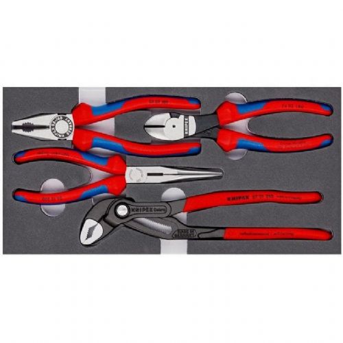 Knipex Basic 002001V15 Pliers Set 4-Piece Set, Foam Insert, for Gripping and Cutting, Various Pliers
