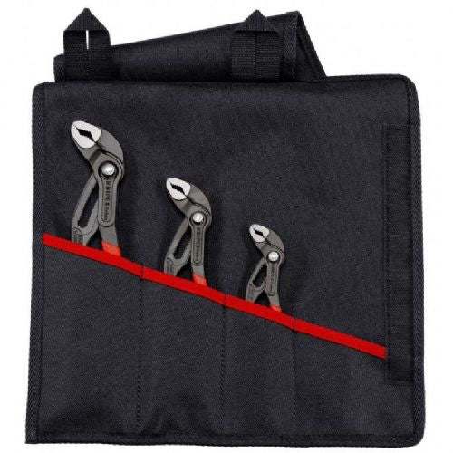 Knipex Cobra pliers set, 3-piece (red, serrated handles, integrated pinch protection)