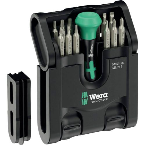 Wera Tool-Check Modular Micro 1 Bit Set (black/green, 21 pieces, including Kraftform Micro 4 mm holder)