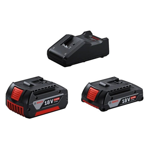 Battery and charger sets Bosch GBA 18V 4.0/2.0Ah + GAL 18V-40 Professional, 2x lithium-ion batteries, AMPShare Alliance, LED indicator, fast charging