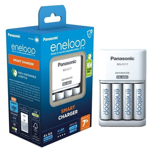 Panasonic eneloop Battery and Charger Sets Universal Charger, 4x AA Batteries, 2000 mAh, LED Indicators, Smart Charging