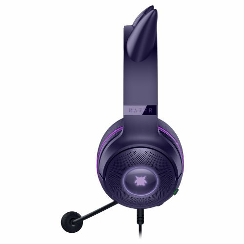 Slušalke Razer Kraken Kitty V2 Pokémon Gengar Ed. lila, USB-A, RGB osvetlitev, over-ear, vgrajen mikrofon