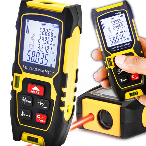 Laser digital LCD distance and area meter up to 50m