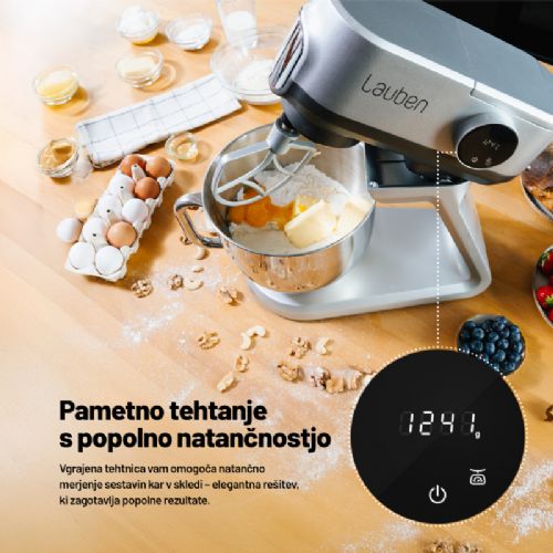 Kuhinjski robot Lauben 1300SG, 1300 W, 5,5 l inox posoda z osvetlitvijo, tehtnica, zaslon na dotik, bogata oprema, srebrn
