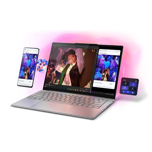 Prenosnik Lenvoo Yoga Slim 7 Aura Edition Intel Ultra 5-226V/16GB/SSD 512GB NVMe/35,56 cm (14") 2.8K OLED 120Hz/UMA/Win11Home, Seashell (83JX001VSC)