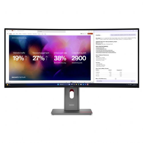 Monitor Lenovo ThinkVision P40WD-40, 39,7", ukrivljen, WUHD 5120x2160, IPS, 120 Hz, Thunderbolt 4