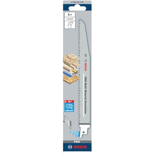 Bosch PRO Multi Material Demolition S 1110 VF reciprocating saw blade, 5 pieces (length 225 mm)