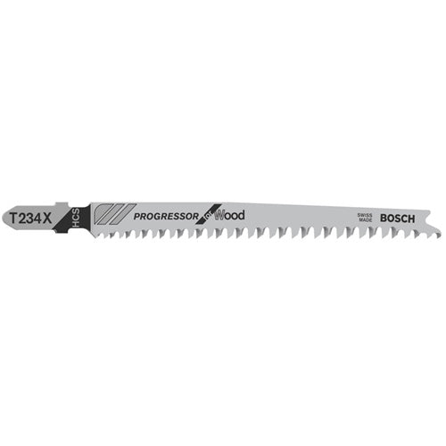 Bosch T 234 X Progressor jigsaw blade, 117 mm, HCS, progressive tooth pitch, T-arm, 25 pieces