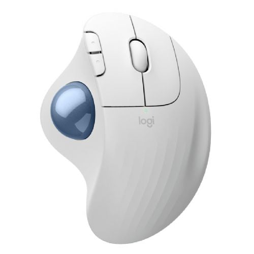 Miška Logitech ERGO M575S brezžična Bluetooth optična ergonomska bela, trackball, do 18 mesecev baterije