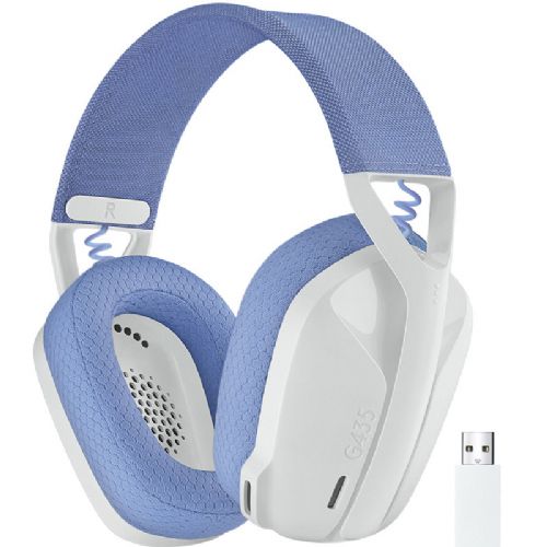 Slušalke z mikrofonom Logitech G435, brezžične (LightSpeed + Bluetooth), gaming, vijolično-bele