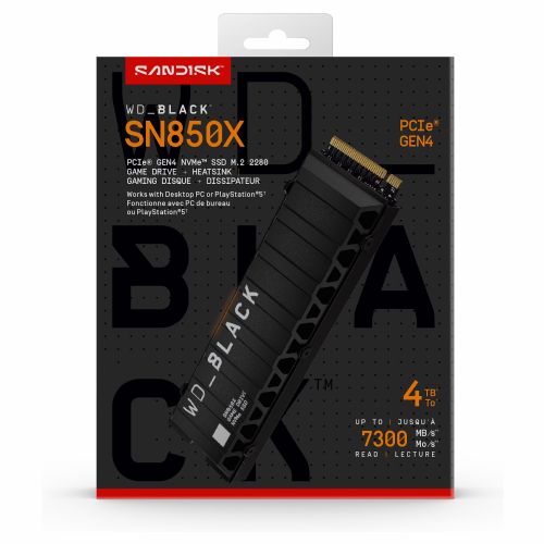 Vgradni SSD disk M.2 4TB WD Black SN850X NVMe PCIe 4.0 x 4 s hladilnikom