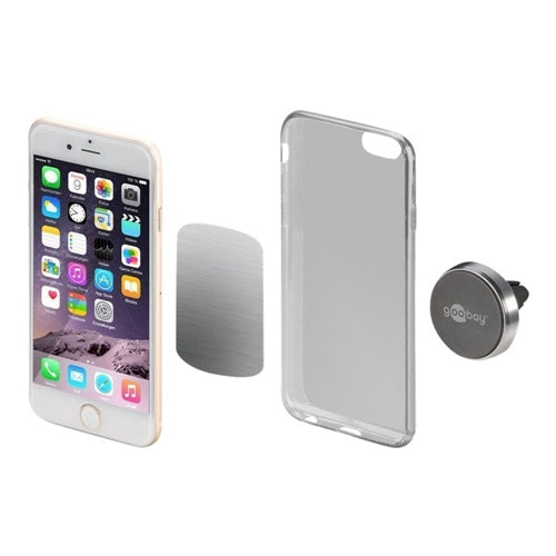 Magnetic holder Goobay 38685, for 1 device, black/silver