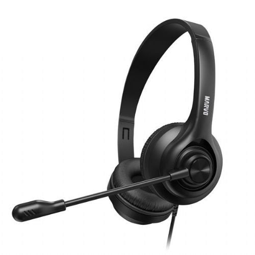 Marvo Office HP1001, headphones with microphone, volume control, black, 2 x 3.5 mm