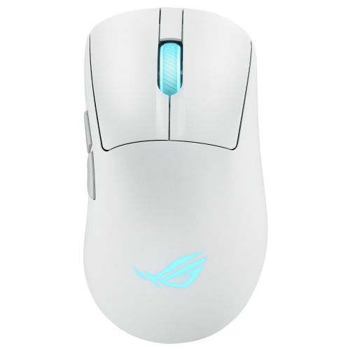 Miška Asus ROG Keris II Origin bela, brezžična in žična, optični senzor 42000 dpi, RGB osvetlitev, ergonomska za desničarje